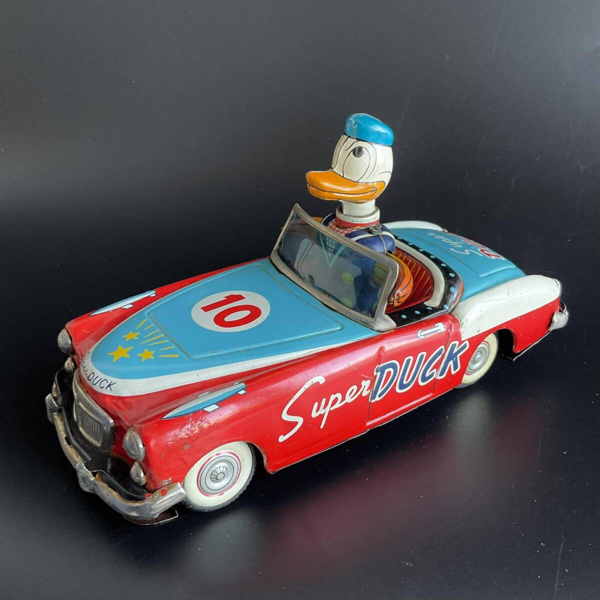 【14】ドナルドスーパーダッグカー　 ◆Tin Toy　ブリキ（中古）／ 1円スタート ／ ゆうパック80サイズ ／金曜日発送_画像1