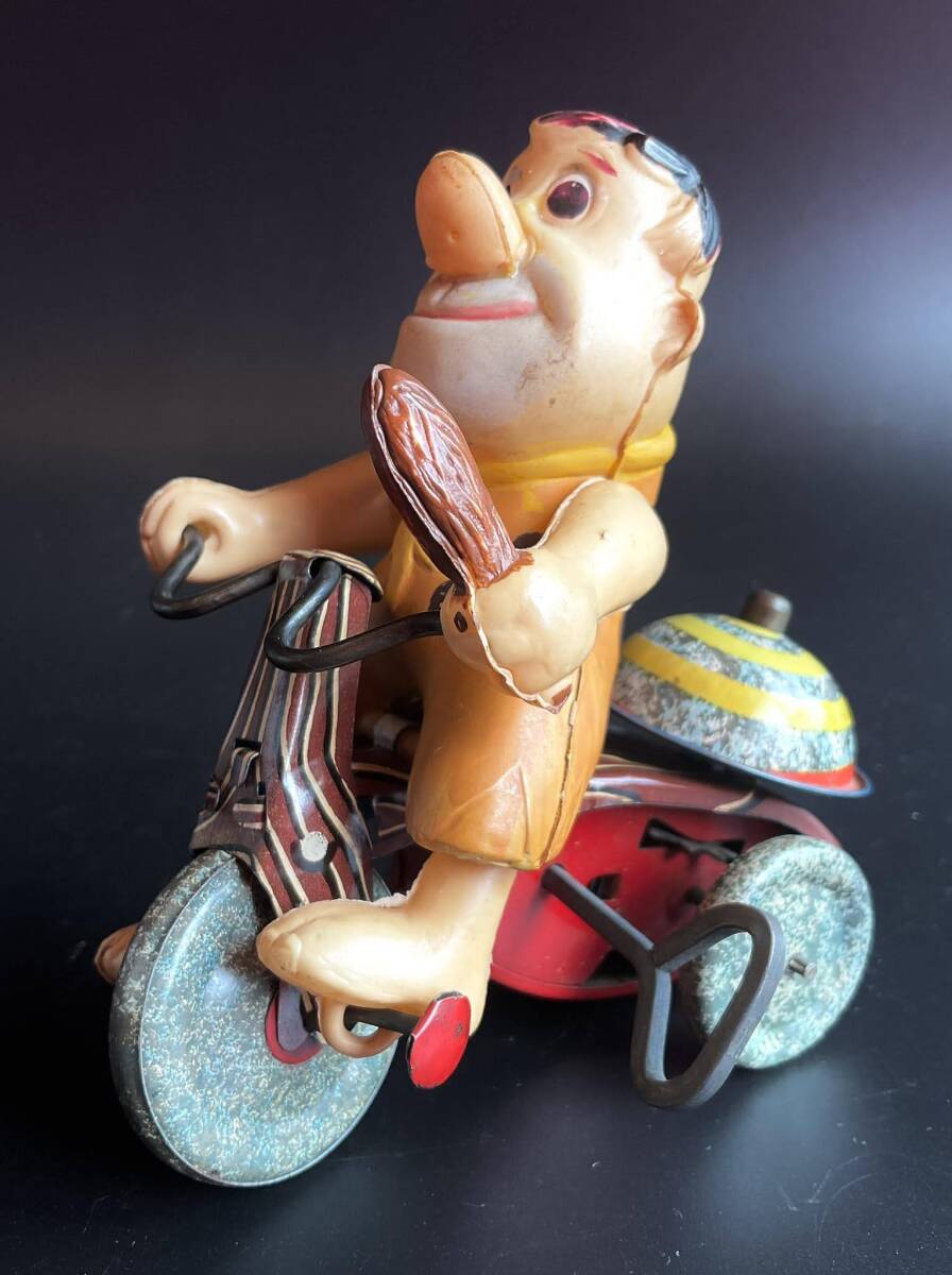 [120] flint Stone | tricycle | *Tin Toy tin plate ( used )| 1 jpy start | Yupack 60 size | Friday shipping 