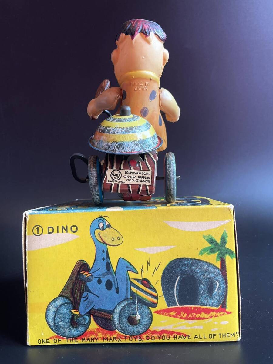 [120] flint Stone | tricycle | *Tin Toy tin plate ( used )| 1 jpy start | Yupack 60 size | Friday shipping 