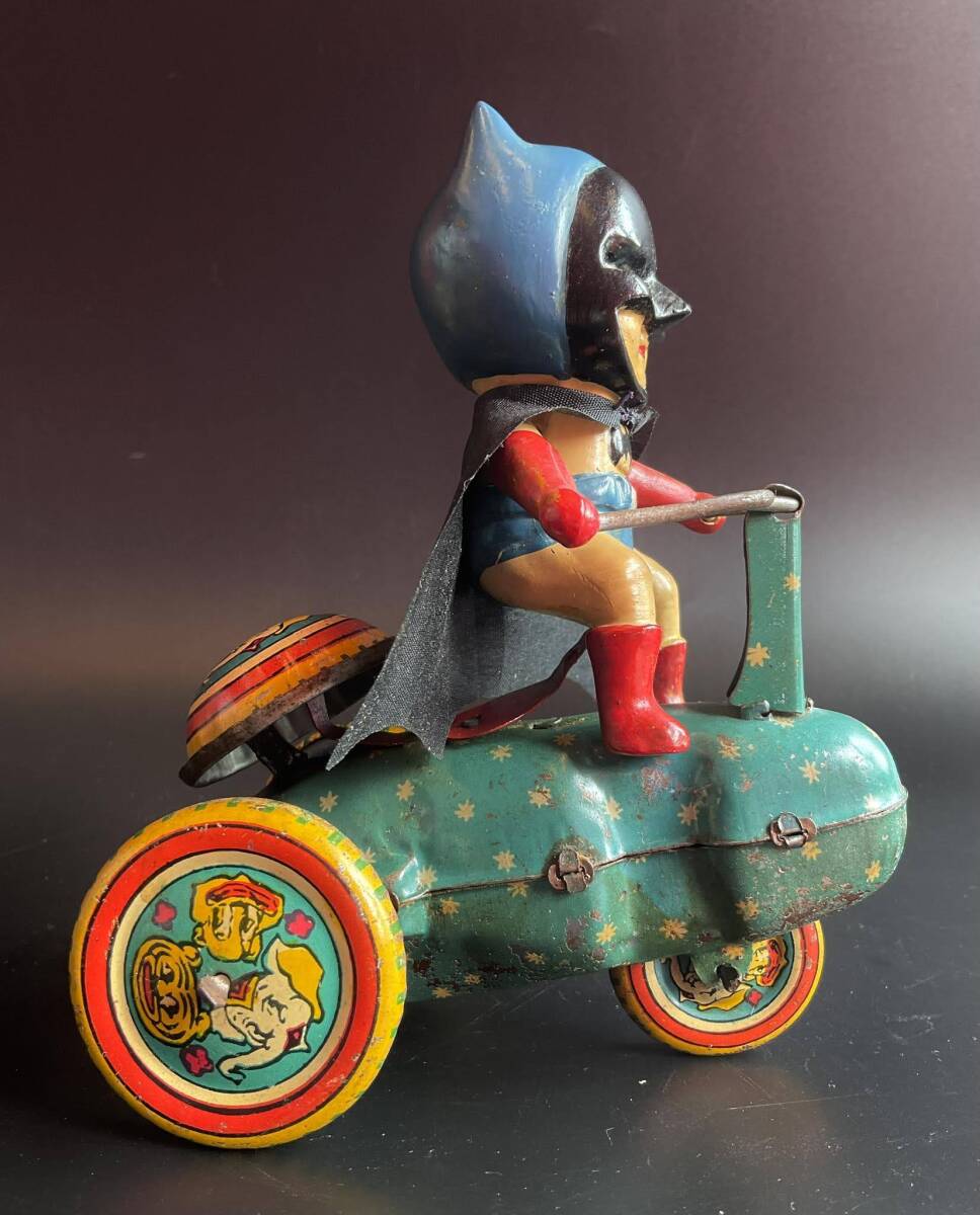 [115] Batman | tricycle | *Tin Toy tin plate ( used )| 1 jpy start | Yupack 60 size | Friday shipping 