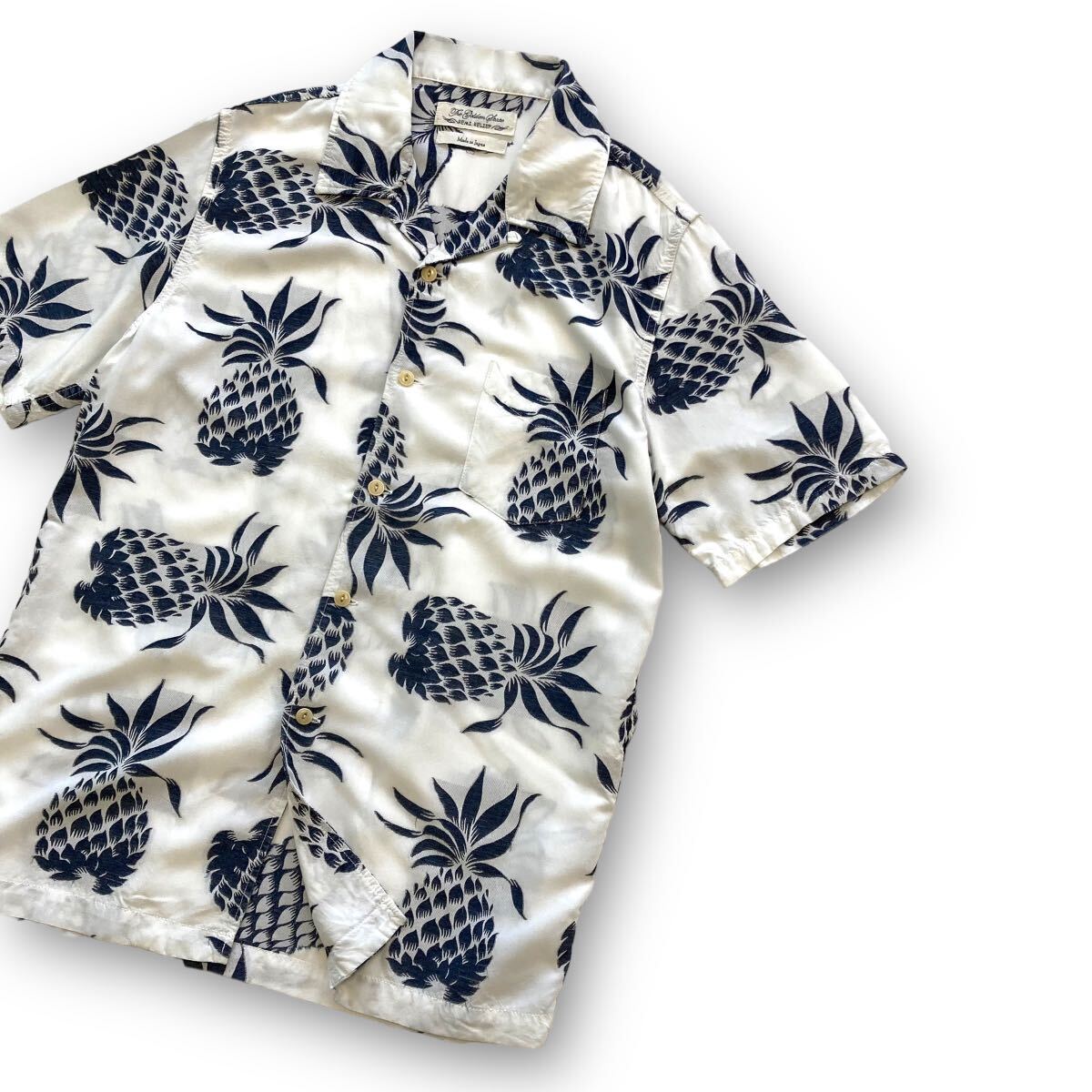 【REMI RELIFE】レミレリーフ パイナップルアロハシャツ レーヨン混紡 半袖シャツ オープンカラーシャツ ハワイアン ゆったりサイジング_画像3