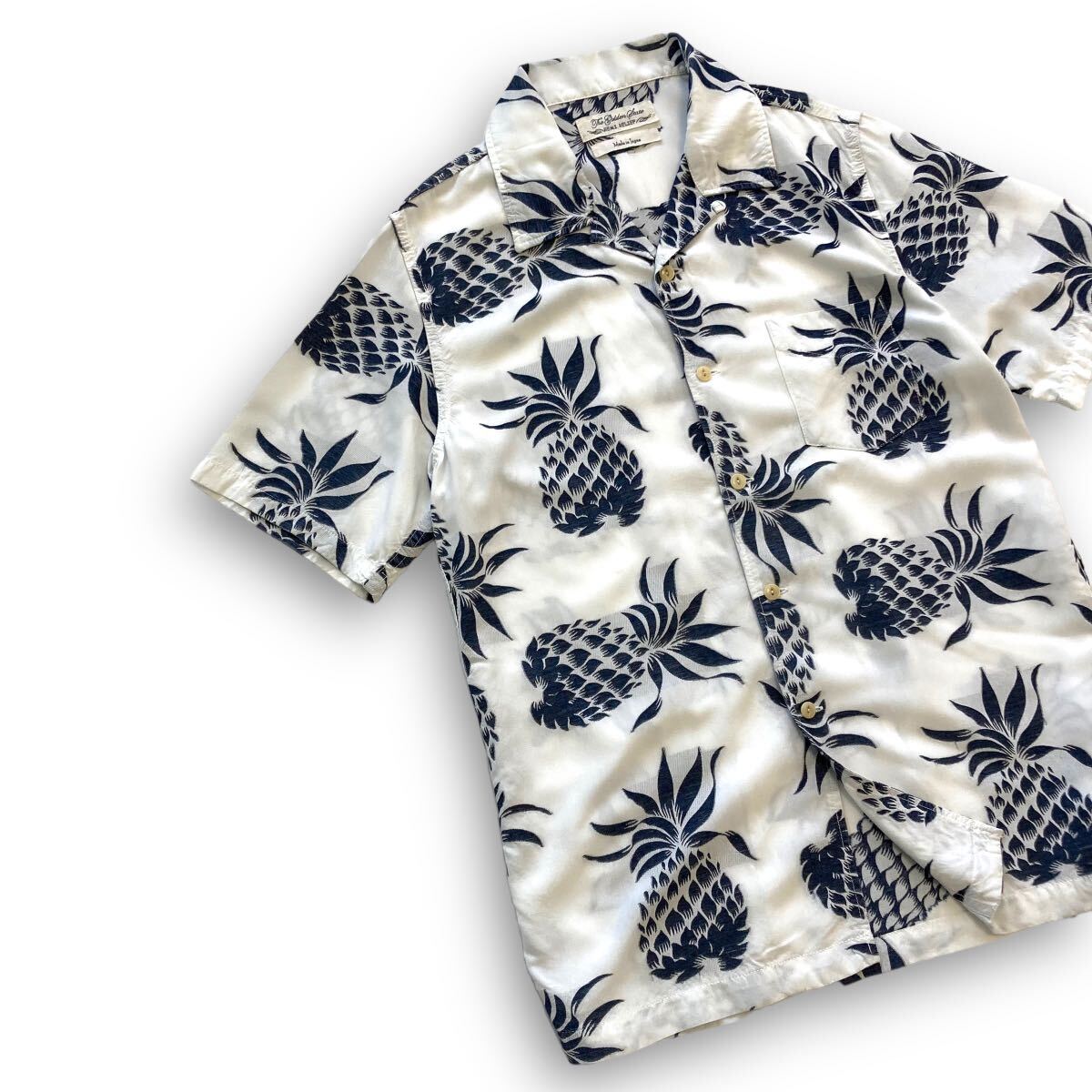 【REMI RELIFE】レミレリーフ パイナップルアロハシャツ レーヨン混紡 半袖シャツ オープンカラーシャツ ハワイアン ゆったりサイジング_画像2