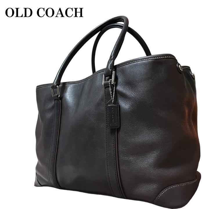 【希少】COACH オールドコーチ トートバッグ A4可 肩掛け可能7585 グラブタンレザー ビジネスバッグ ダークブラウン こげ茶色 オールレザー