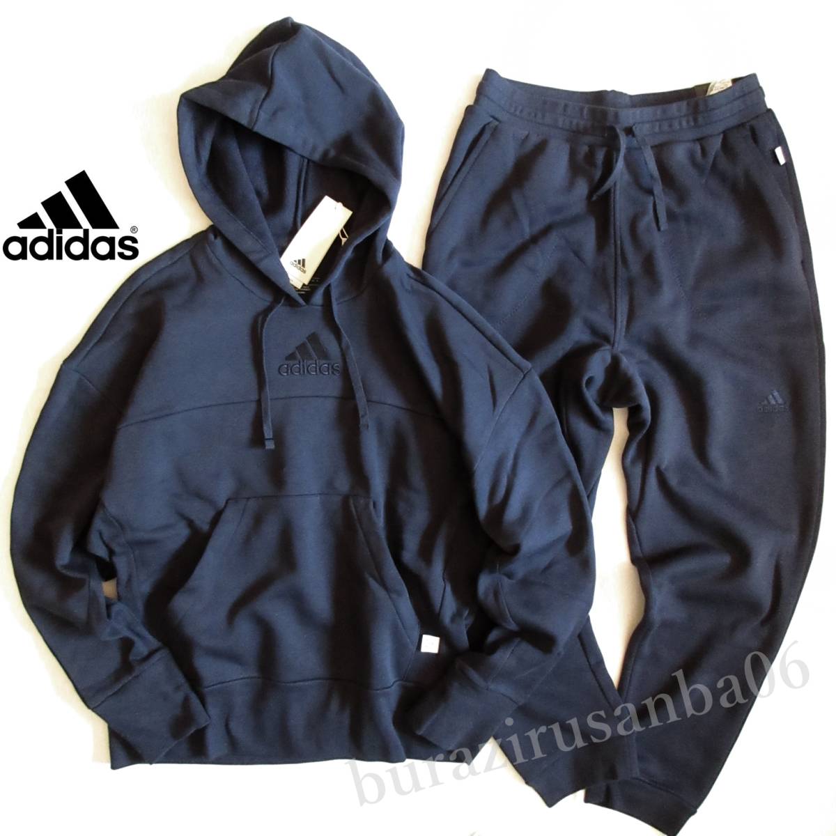 メンズ 2XL ◆未使用 定価17,600円 adidas アディダス スタジオ ラウンジ 裏フリース スウェット パーカー スウェットパンツ セットアップ