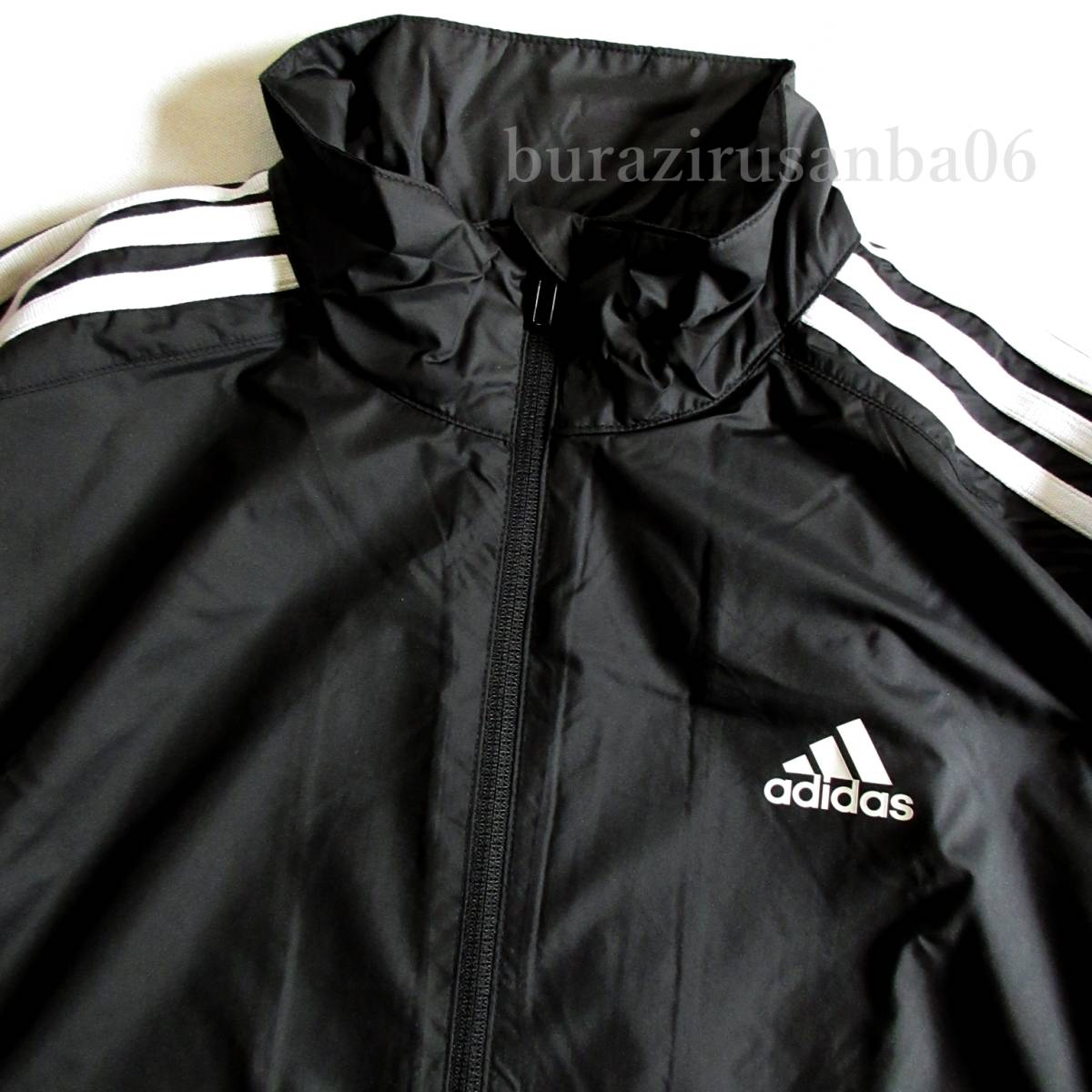 メンズ XO（2XL) 未使用 定価1.3万 adidas アディダス 起毛裏地付 ウインドブレーカー ジャケット パンツ はっ水 上下 セットアップ 黒_画像2