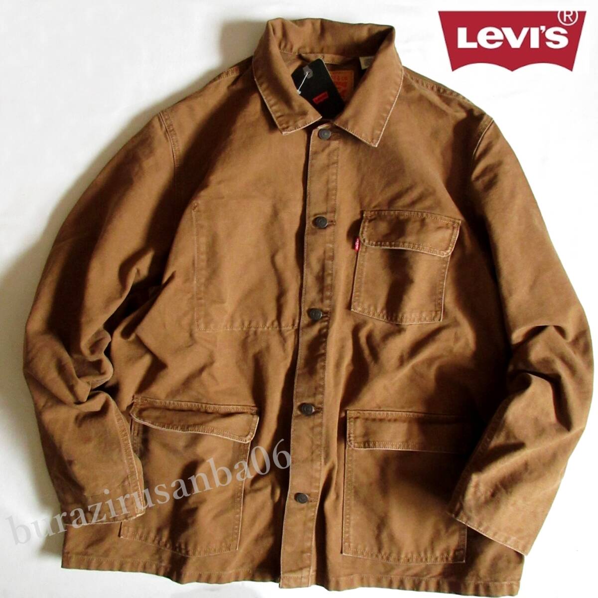 日本サイズ L◆未使用 Levi's リーバイス カバーオール エンジニアコート 一枚仕立て 高耐久素材 ワークジャケット ブラウン系 A07440001_画像1