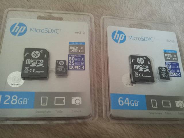 ★送料無料★ 2枚セット HP microSDXCカード 128GBと64GB UHS-I 対応 フルHD ( 最大読出スピード 80MB/s) マイクロSDカード