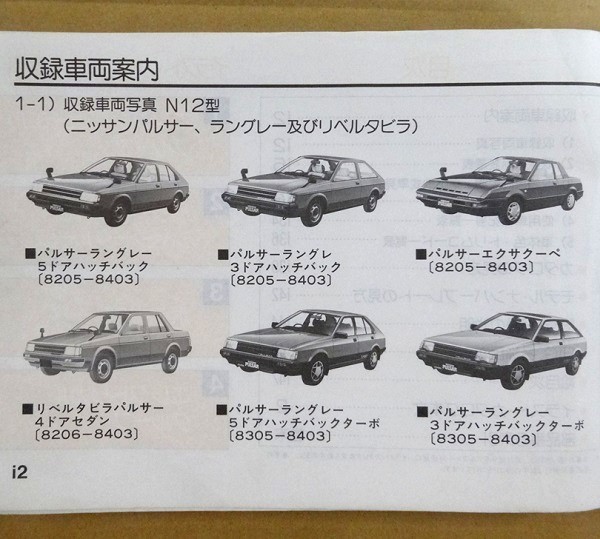 ★☆ パルサー・ラングレー・リベルタ ビラ N12 主要整備部品カタログ '82.5 ～ ☆★_画像3