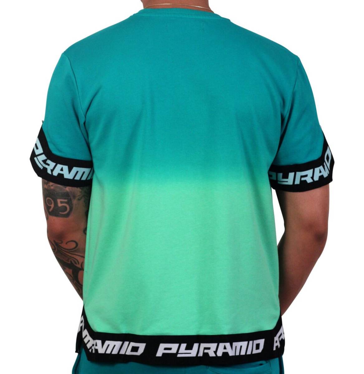 新作 BLACKPYRAMID ブラックピラミッド 【3XL】 DIP DYE 半袖 スウェットトレーナー 緑 グラデーション 日本未入荷 クリスブラウン _画像4