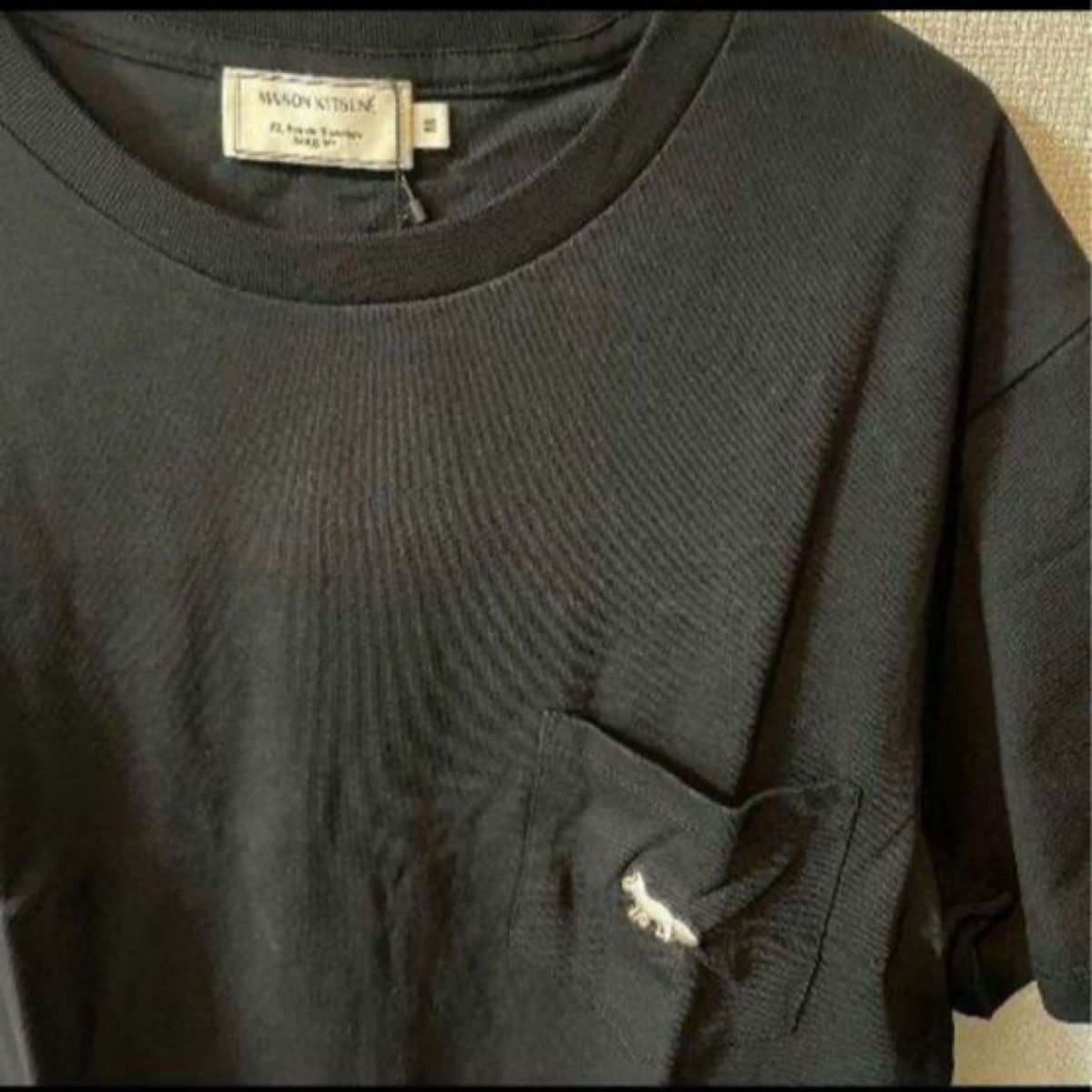 メゾンキツネTシャツ黒　胸キツネワッペンMサイズ新品未使用　 半袖　MAISON KITSUNE 