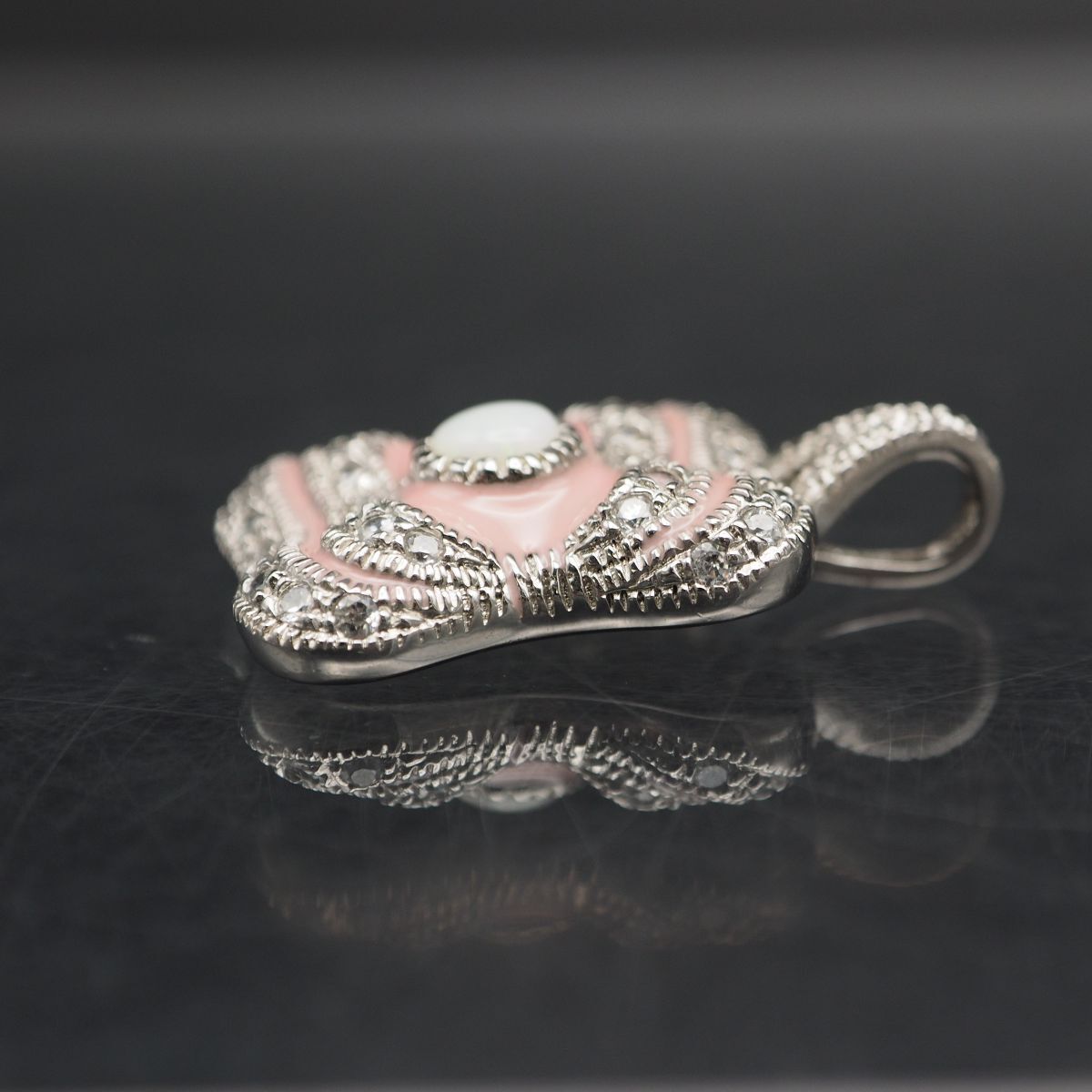 N027 опал подвеска с цепью розовый эмаль дизайн серебряный очарование head 10 месяц зодиакальный камень 
