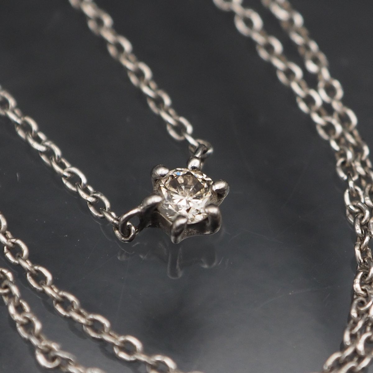 N055 ダイヤモンド STERLING P/S刻印 ペンダント ネックレス デザイン プラチナシルバー 4月誕生石の画像1