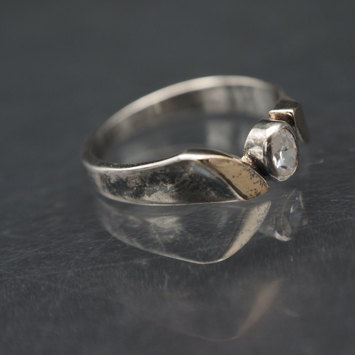 L841 бриллиант способ 925S K10 печать кольцо серебряный × Gold комбинированный дизайн кольцо 9 номер 