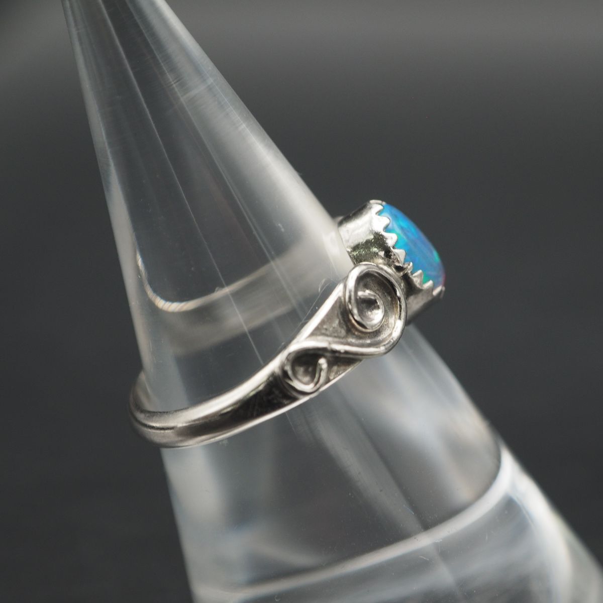 N359 オパール STERLING刻印 リング デザイン シルバー 指輪 10月誕生石 12号の画像3