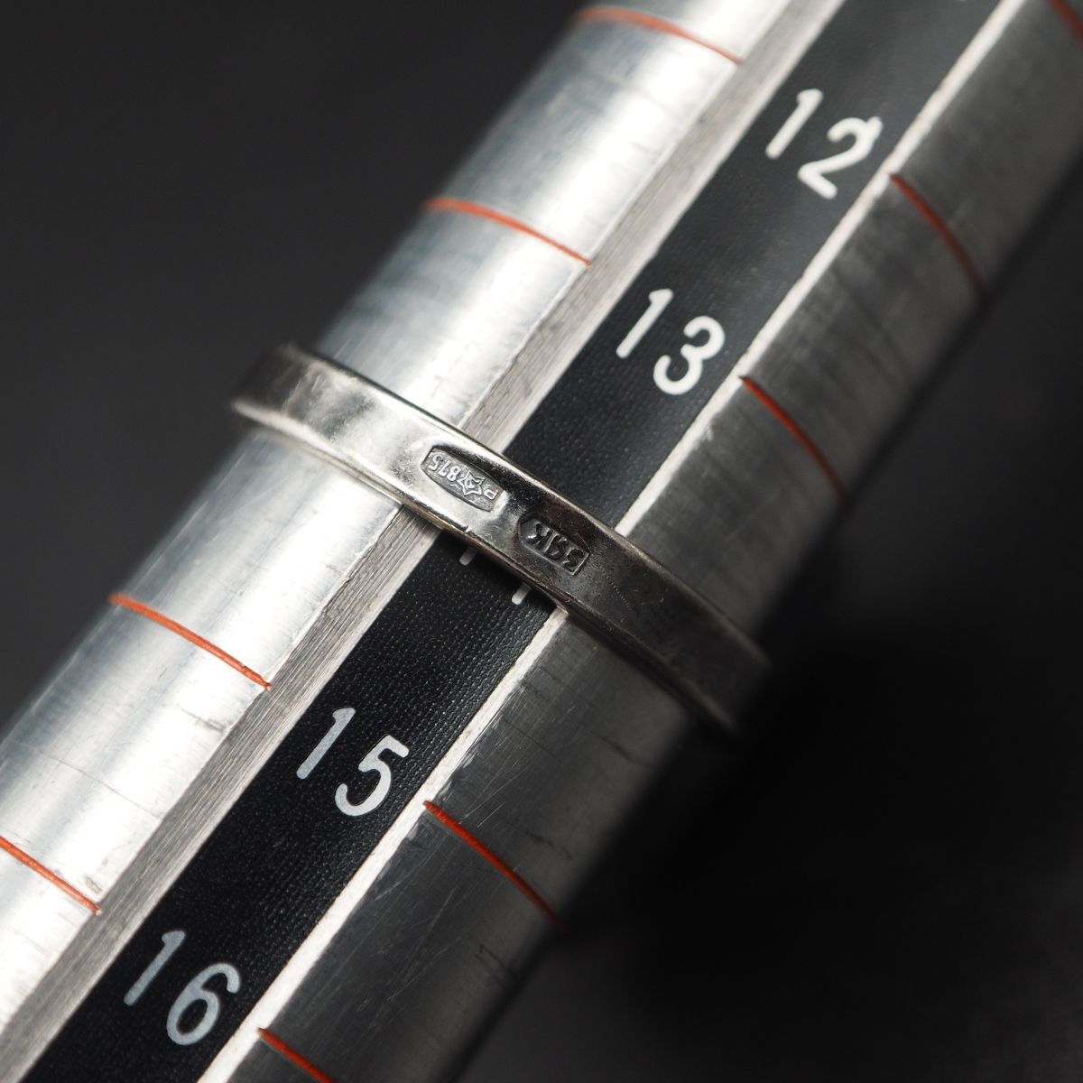 P043 琥珀 コハク 875 ホールマーク刻印 リング デザイン シルバー 指輪 ヴィンテージ 14号
