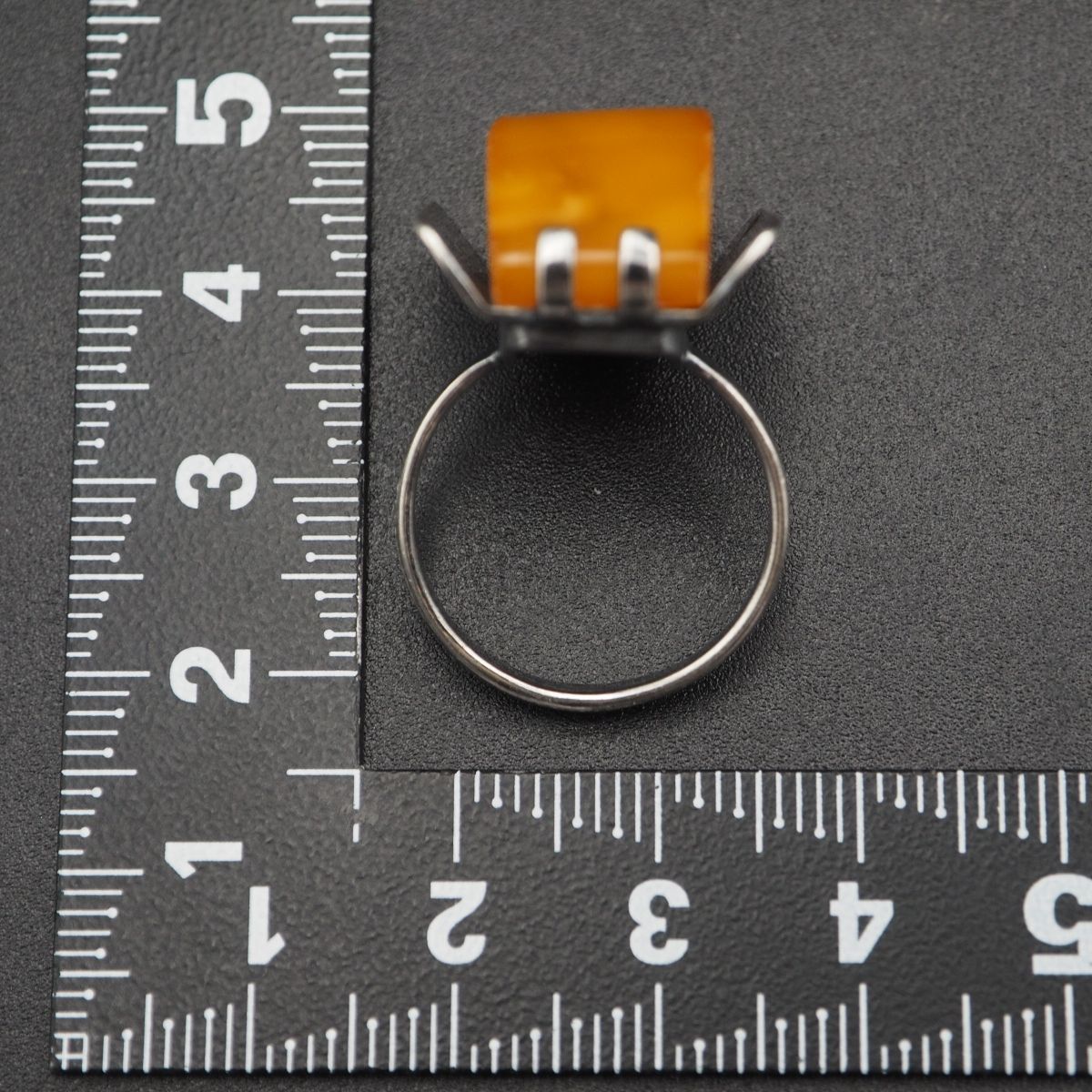 P043 琥珀 コハク 875 ホールマーク刻印 リング デザイン シルバー 指輪 ヴィンテージ 14号