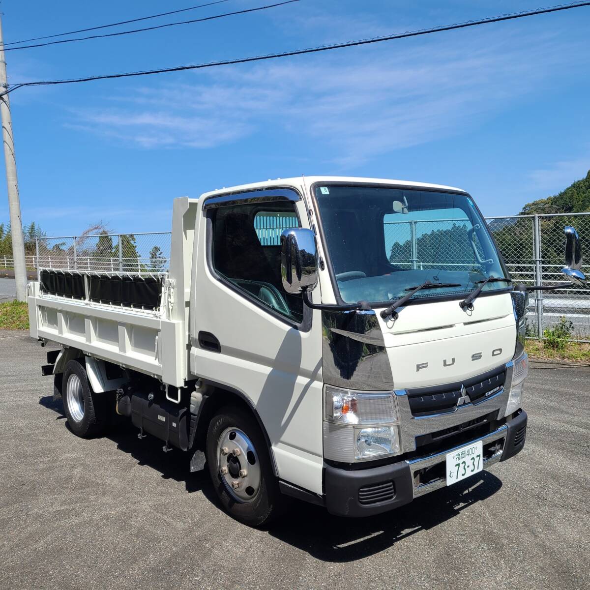 売切 3t 低床 三菱キャンター 強化ダンプ コボレーン付 ICターボ 89600km 5MT(3ペダル) 車検令和7年3月迄 ETC メッキ多数 福岡～ 最落無の画像1