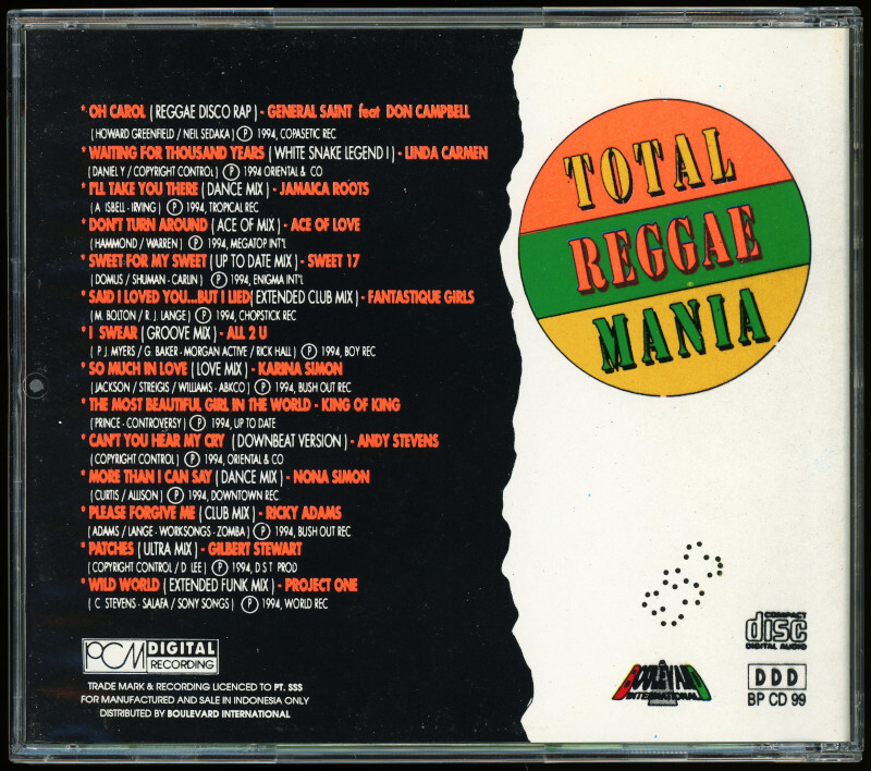 【CD】Total Reggae Mania [Boulevard International] MEGA RARE Indonesia, Ace Beat_画像2