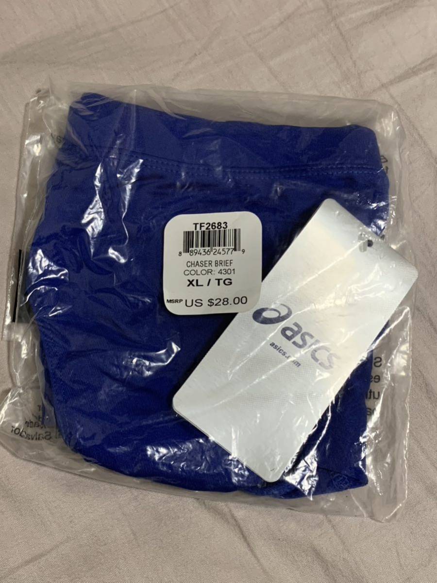 アシックス レーシングブルマ ブルー×サイド白　XLサイズ　未使用タグ・袋付き_画像3