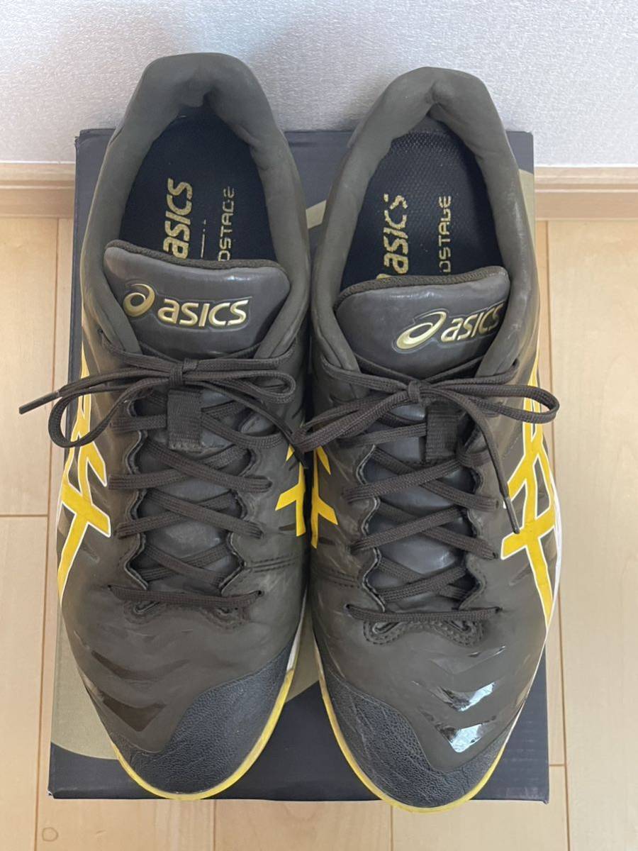 【使用3回】asics GOLDSTAGE FANG 27.5cm 野球用スパイク ポイント スタッド パドレスカラー アシックス ゴールドステージ  ファング