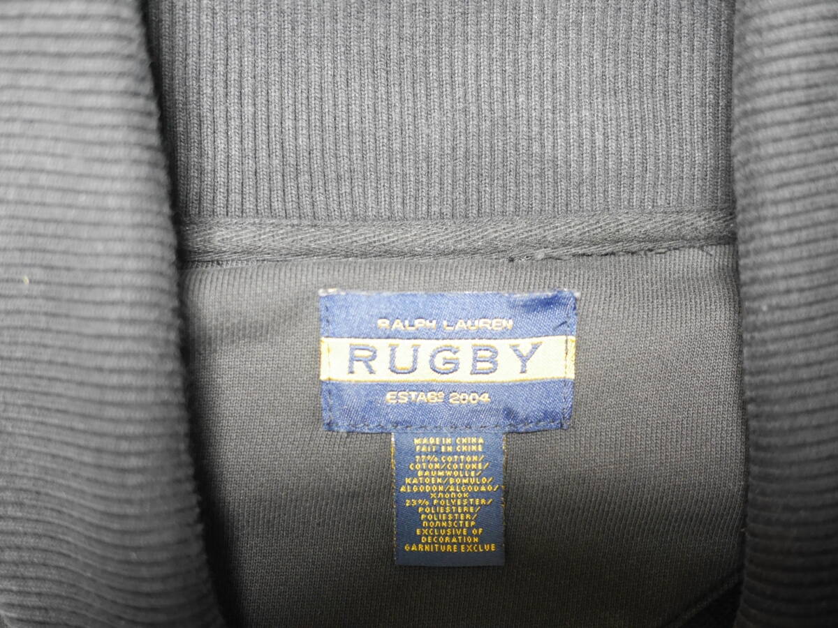 RALPH LAUREN RUGBY ショールカラー スウェット カーディガン 黒 M SIZE USED_画像5