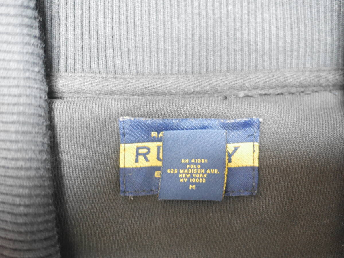 RALPH LAUREN RUGBY ショールカラー スウェット カーディガン 黒 M SIZE USED_画像6