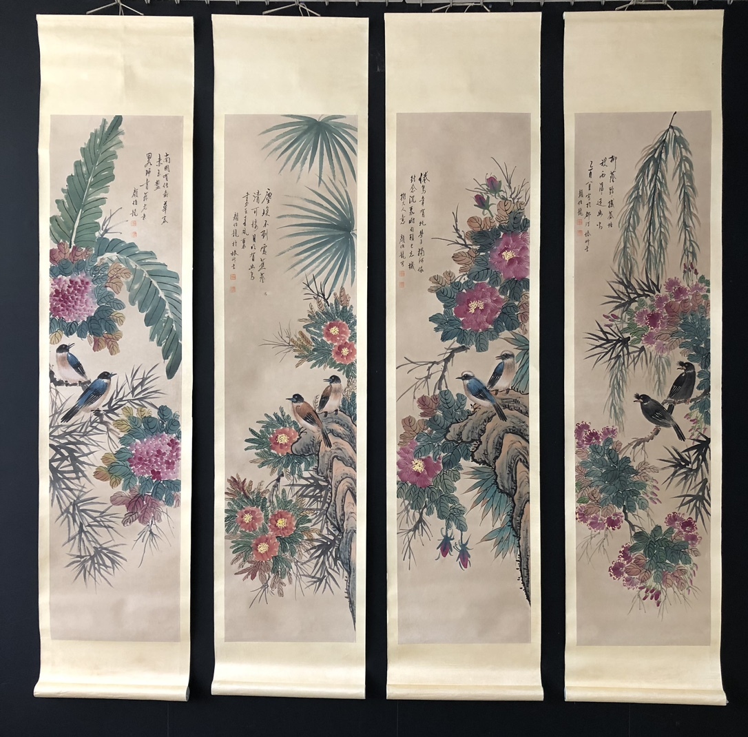 旧蔵 中国近現代著名画家 【顔伯龍】花鳥 水墨画 極細工 稀少珍品 古美術品 古美味 A0330_画像1