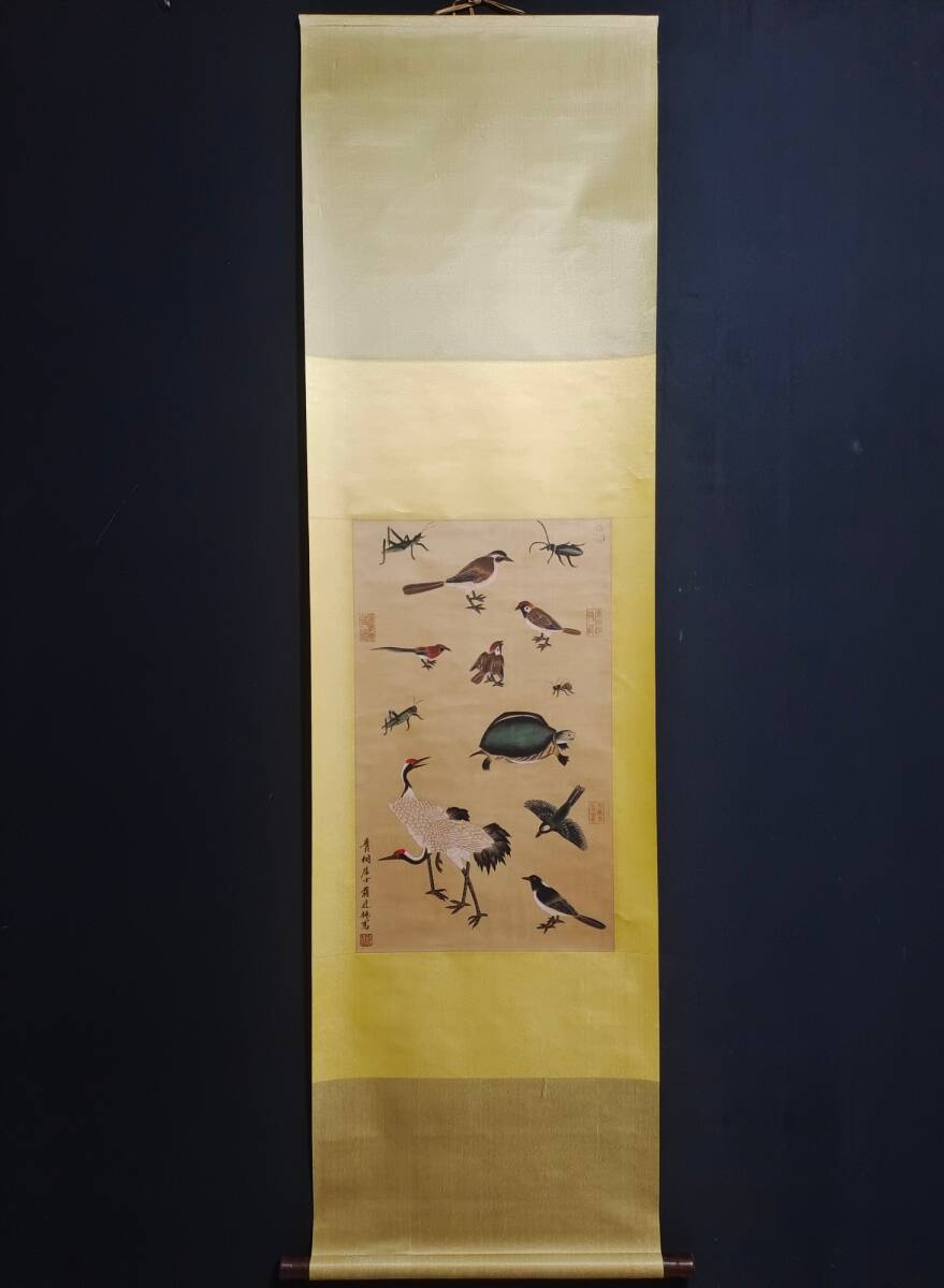 旧蔵 中国清代畫家 姜廷錫 動物畫 鳥 絹本 中国美術 極細工 古美術品 Z0303_画像2