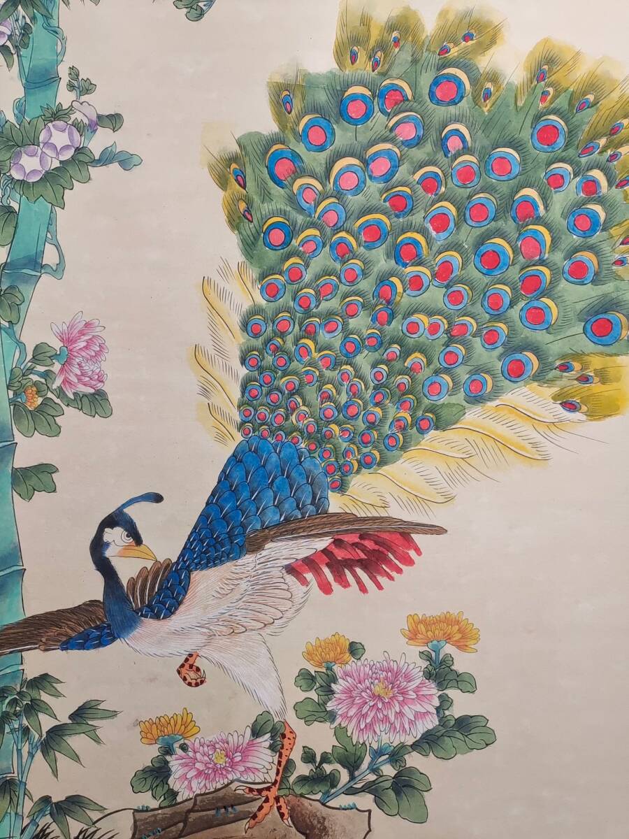 旧蔵 中国明代画家 唐寅 花鳥圖 宣紙 中国美術 極細工 Z0304_画像4