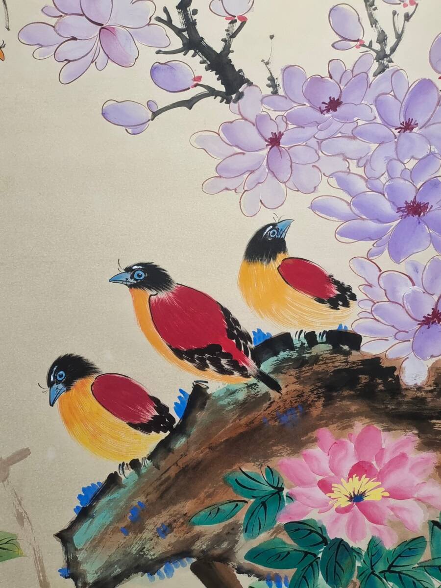 旧蔵 中国清代画家 馬家桐 花鳥圖 宣紙 中国美術 極細工 古美術品 Z0304_画像6