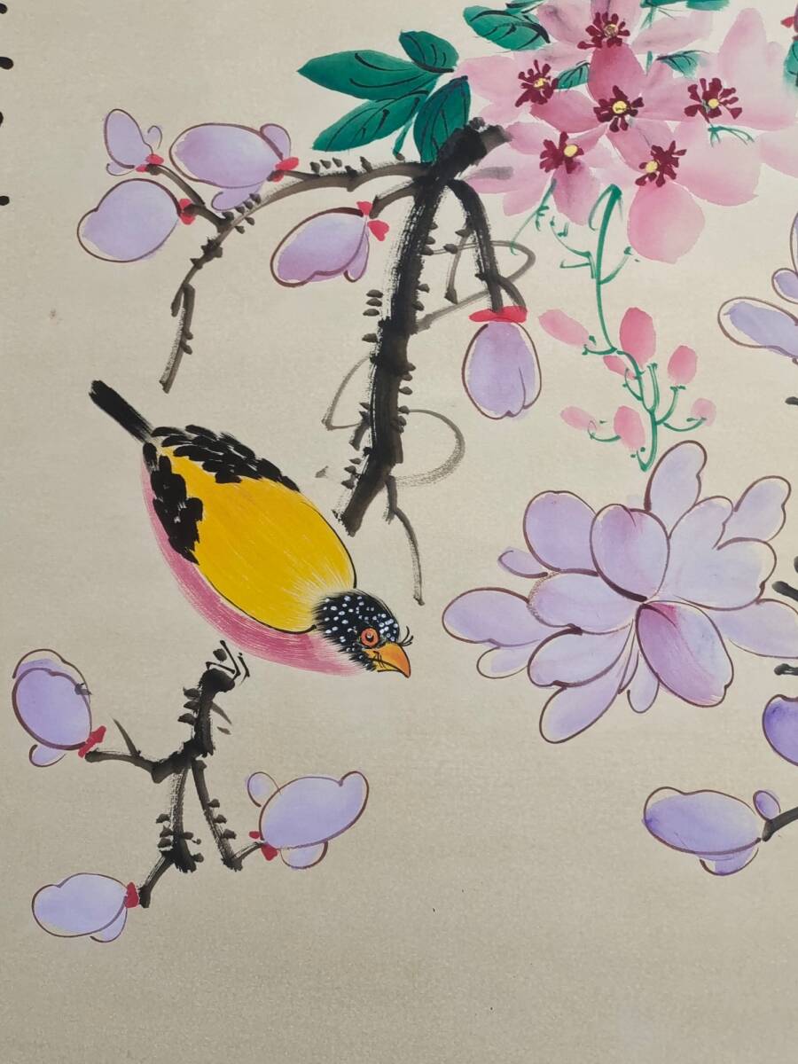 旧蔵 中国清代画家 馬家桐 花鳥圖 宣紙 中国美術 極細工 古美術品 Z0304_画像5