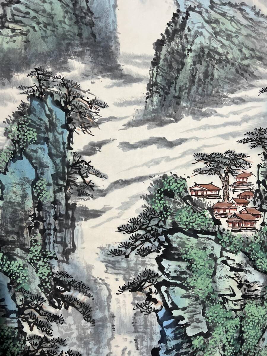 旧蔵 中国山水画画家【白雪石】山水図 中堂画 純手描き 掛け軸 旧蔵 中国山水画画家【白雪石】山水図 中堂画 純手描き 掛け軸