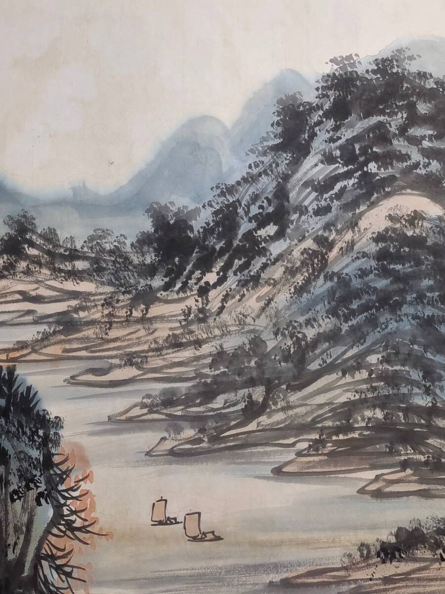 旧蔵 中國近現代國畫家【黄賓虹】山水画 手繪画 中堂画 作品帶雜志 宣紙 挂軸 古美術品 古美味 L0317_画像4