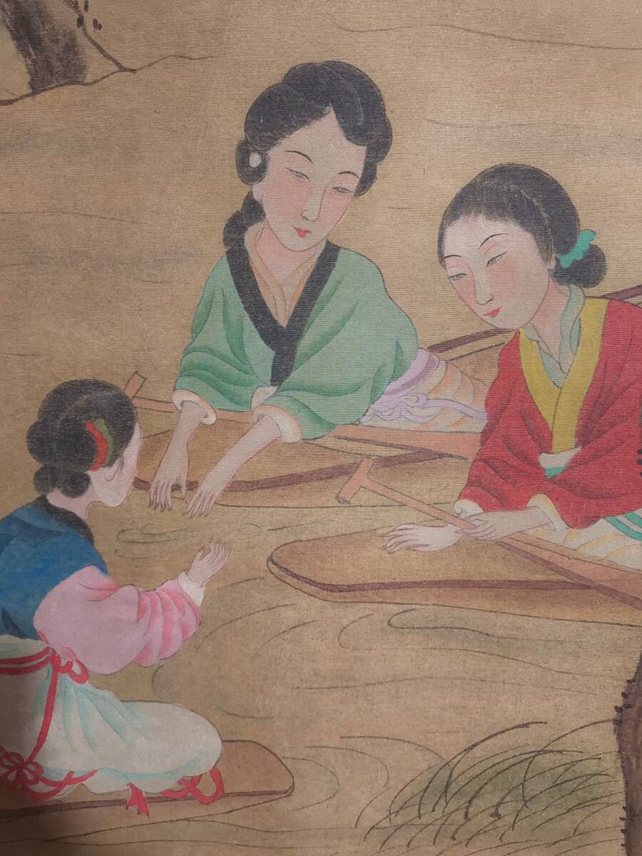 旧蔵 【明代著名画家 唐寅 字:伯虎】人物画 中堂画 手繪画 絹本 旧蔵 【明代著名画家 唐寅 字:伯虎】人物画 中堂画 手繪画 絹本