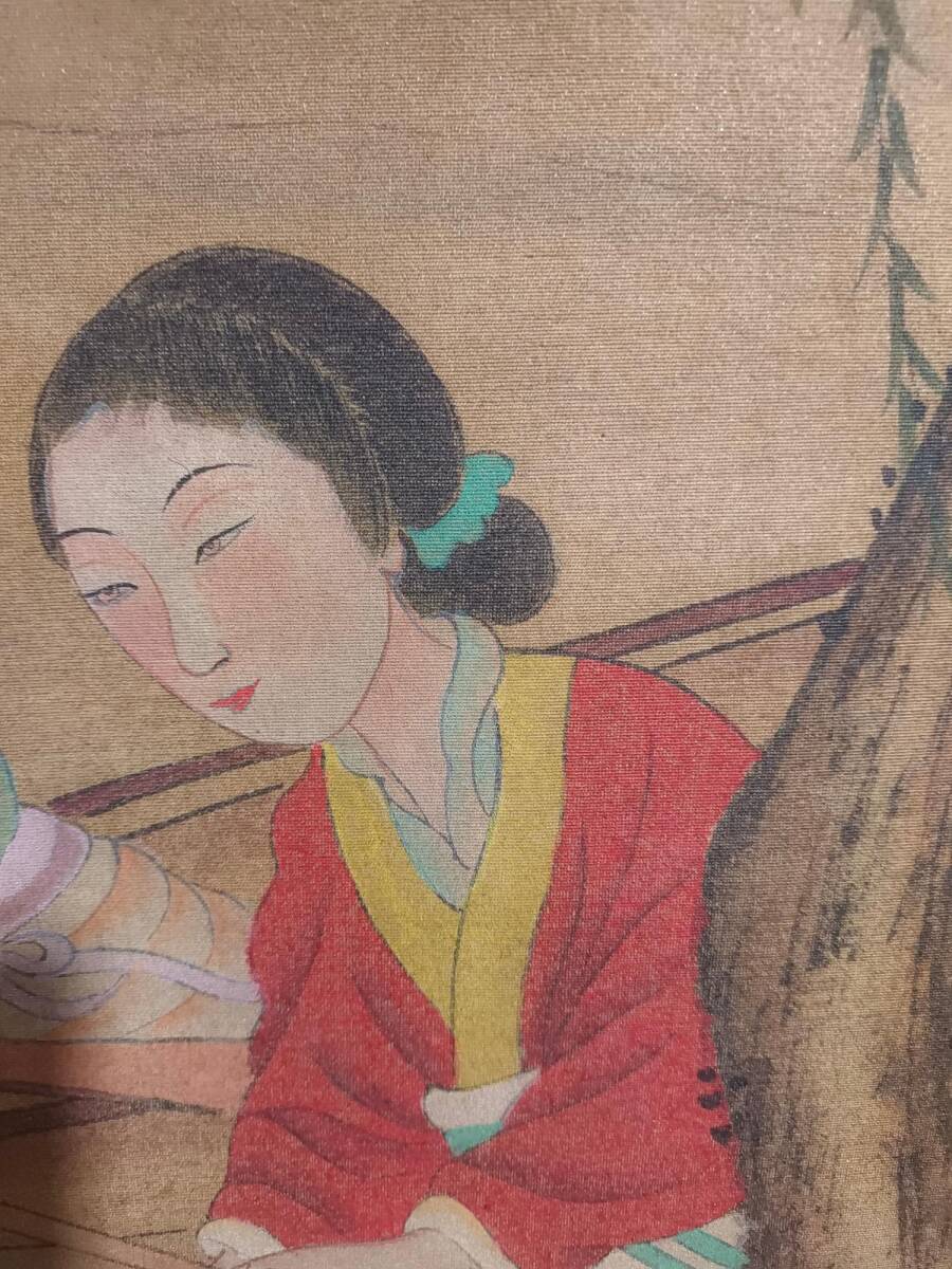 旧蔵 【明代著名画家 唐寅 字:伯虎】人物画 中堂画 手繪画 絹本 旧蔵 【明代著名画家 唐寅 字:伯虎】人物画 中堂画 手繪画 絹本