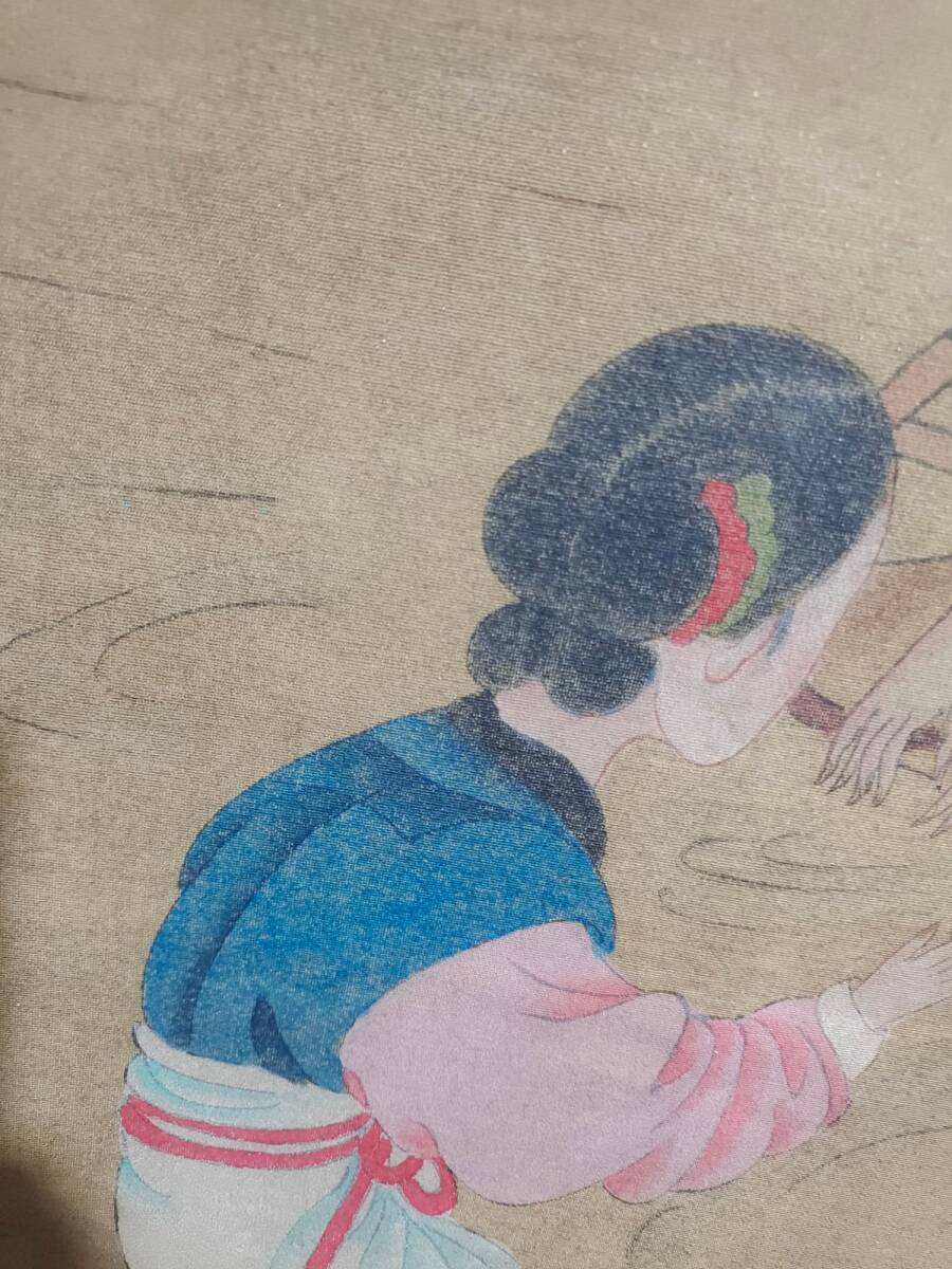 旧蔵 【明代著名画家 唐寅 字:伯虎】人物画 中堂画 手繪画 絹本 旧蔵 【明代著名画家 唐寅 字:伯虎】人物画 中堂画 手繪画 絹本