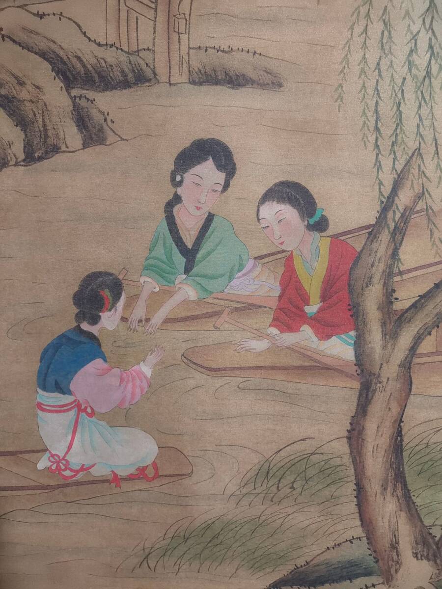 旧蔵 【明代著名画家 唐寅 字:伯虎】人物画 中堂画 手繪画 絹本 旧蔵 【明代著名画家 唐寅 字:伯虎】人物画 中堂画 手繪画 絹本