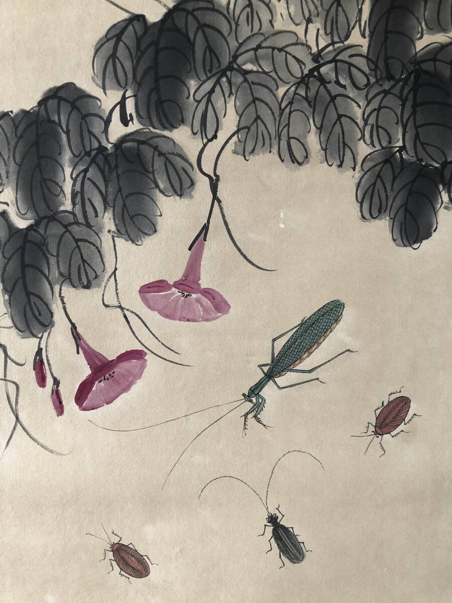  old warehouse China close present-day well-known painter . white stone insect . four article . water ink picture superfine . rare rare article old work of art old beautiful taste A0330