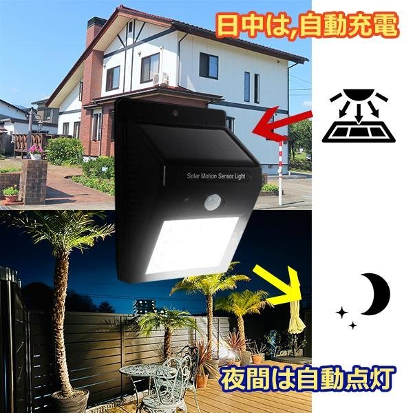 ソーラーライト (1) 4個組 20LED 屋外 センサーライト ガーデンライト 防水 自動点灯 送料無料/14Д_画像4