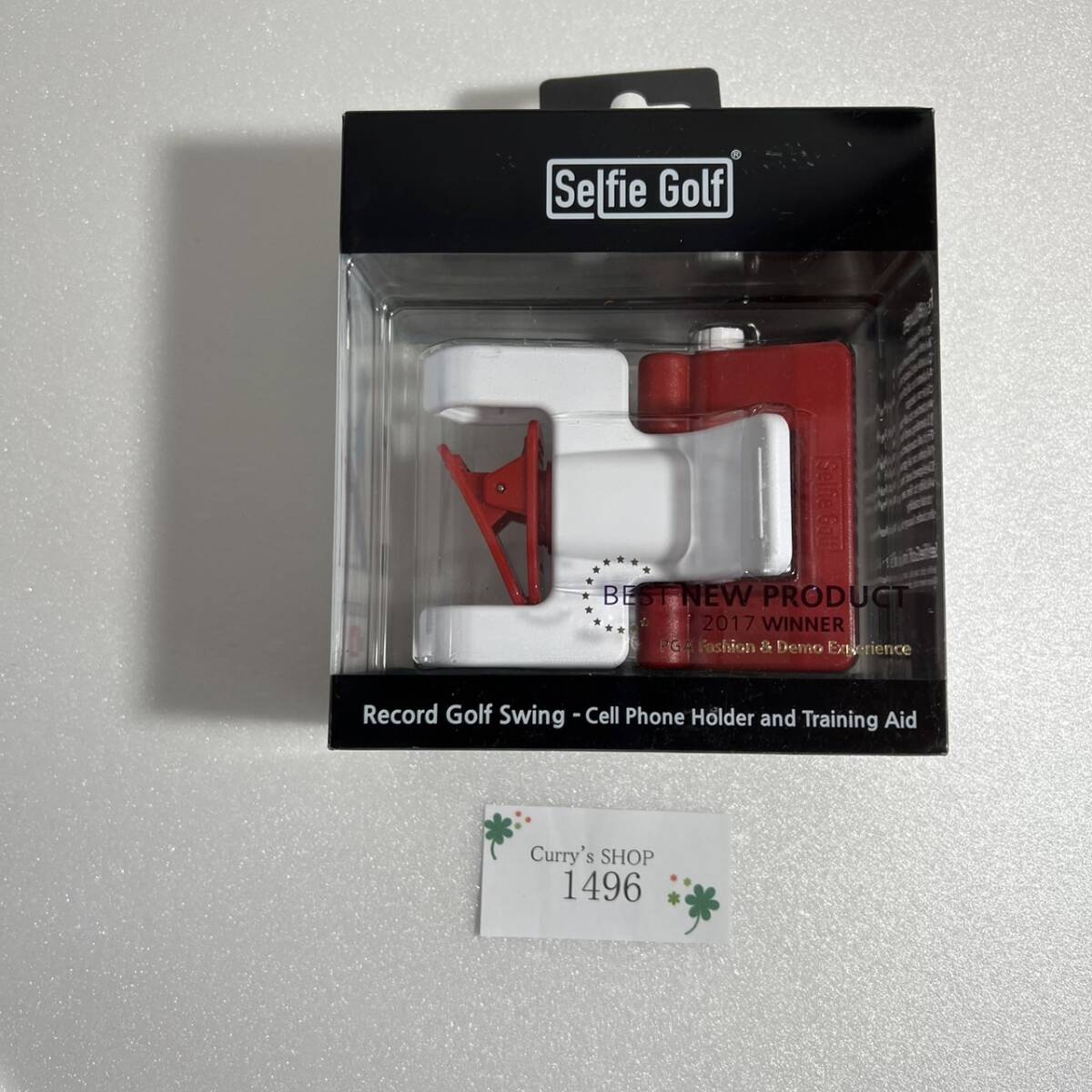 SelfieGOLF レコードゴルフスイング 携帯電話ホルダー 自撮り 赤白　（1496）_画像2