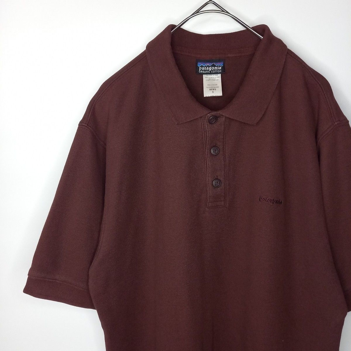 パタゴニア　オーガニック　ポロシャツ　半袖　無地　鹿子　刺繍ロゴ　ブラウン　茶色　S