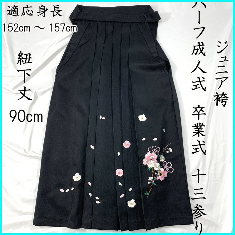 ■刺繍 女児袴 黒 (紐下丈 90cm)卒業式 十三参り 402aj104