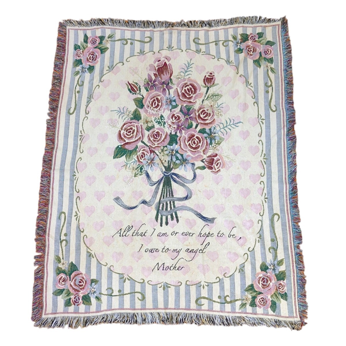 vintage ラグ カーペット マルチカバー、薔薇、花束、ハート、428