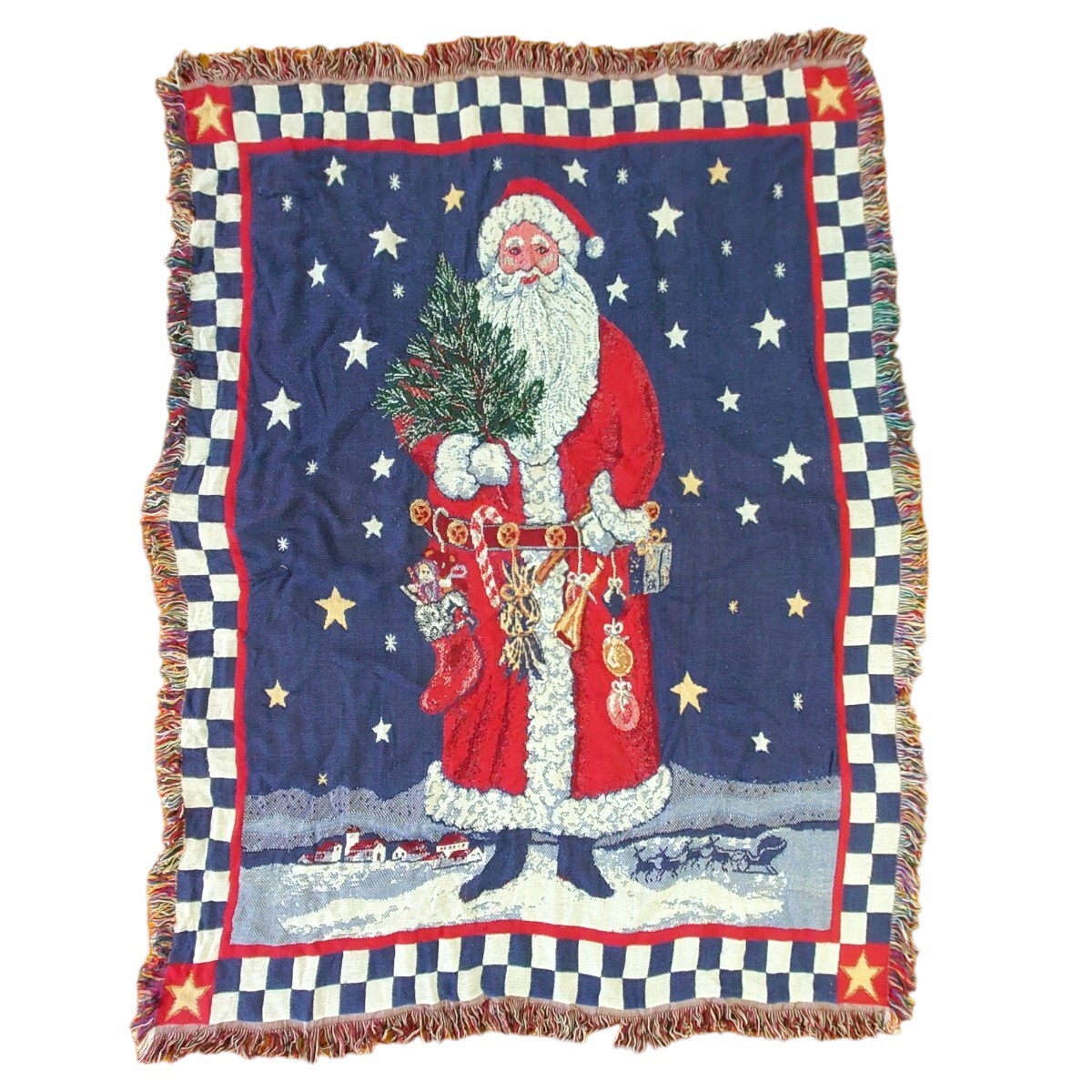 vintage ラグ カーペット、マルチカバー、クリスマス、サンタクロース470
