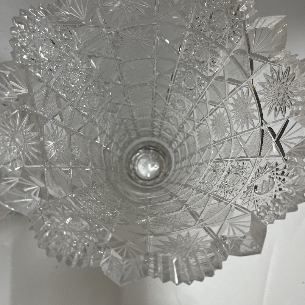 未使用 ボヘミアガラス BOHEMIAN GLASS クリスタル 花瓶 フラワーベース 花器 チェコスロバキア 2個まとめて 室D0305-3_画像3