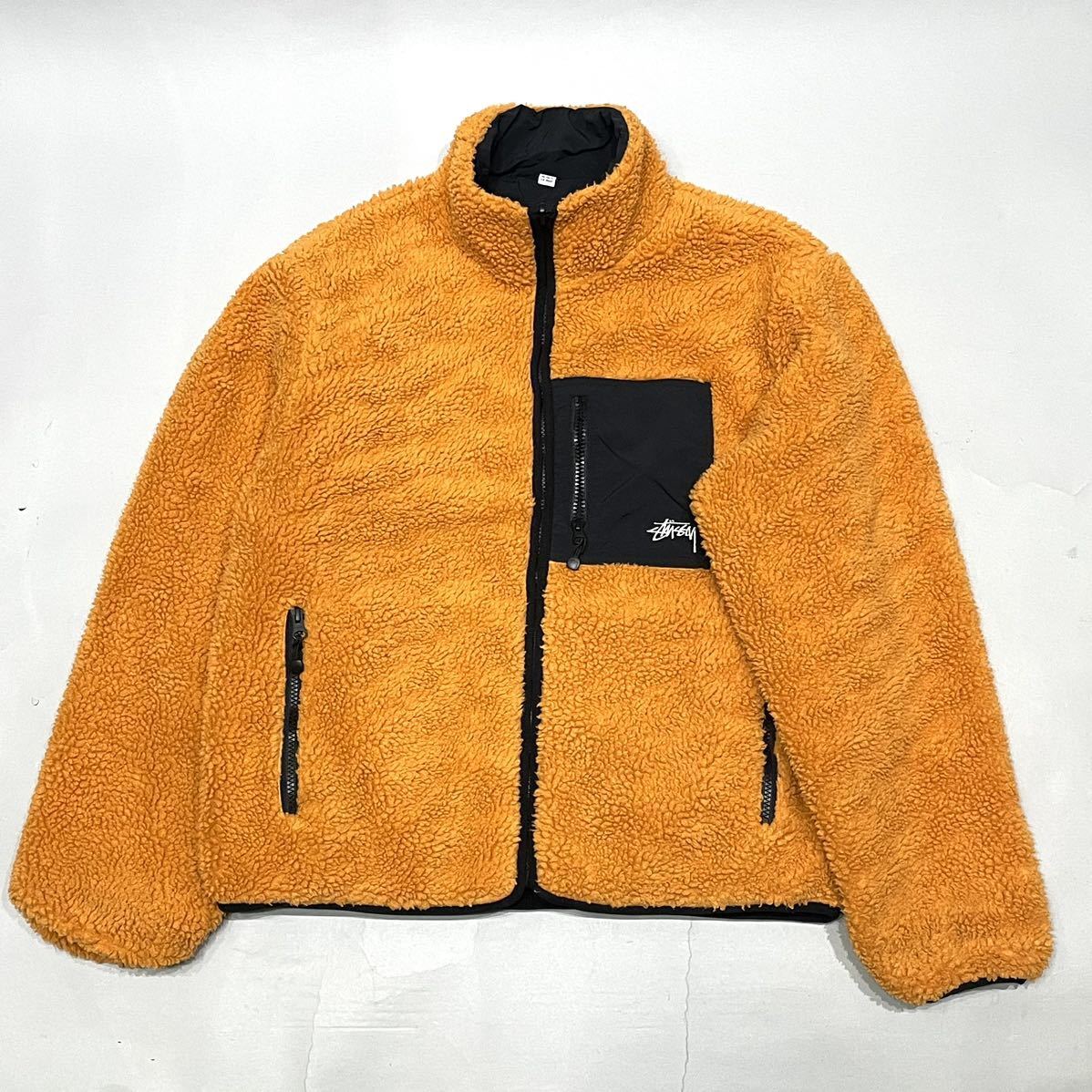 美品 国内正規品 22ss STUSSY ステューシー 118498 Stussy 8 BALL SHERPA JACKET ORANGE リバーシブル フリースジャケット エイトボール M_画像3