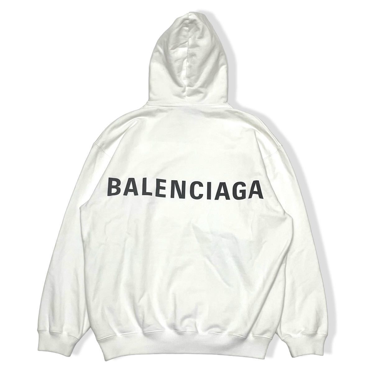 国内正規品 17AW BALENCIAGA バレンシアガ AH14 518215 TAV3 バックロゴ スウェットパーカー LOGO SWEAT PARKER フーディー ホワイトS_画像3