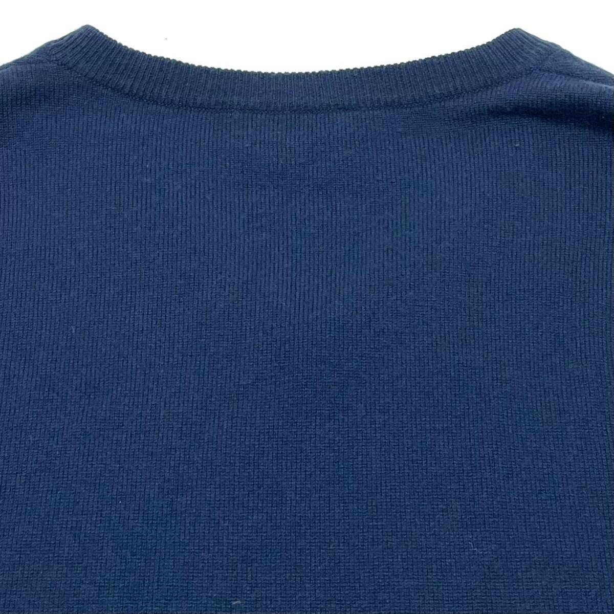 正規品 HERMES エルメス カシミヤ100% ニット Vネック セーター 長袖 トップス cashmere knit sweater ネイビー L イタリア製 メンズ_画像5