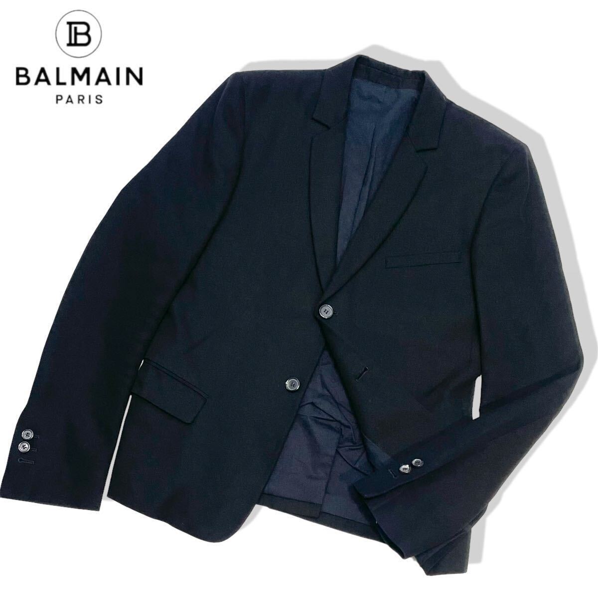 国内正規品 BALMAIN HOMME バルマンオム T404C117 2B コットン テーラードジャケット スーツ タキシード ドレス 46 ブラック_画像1