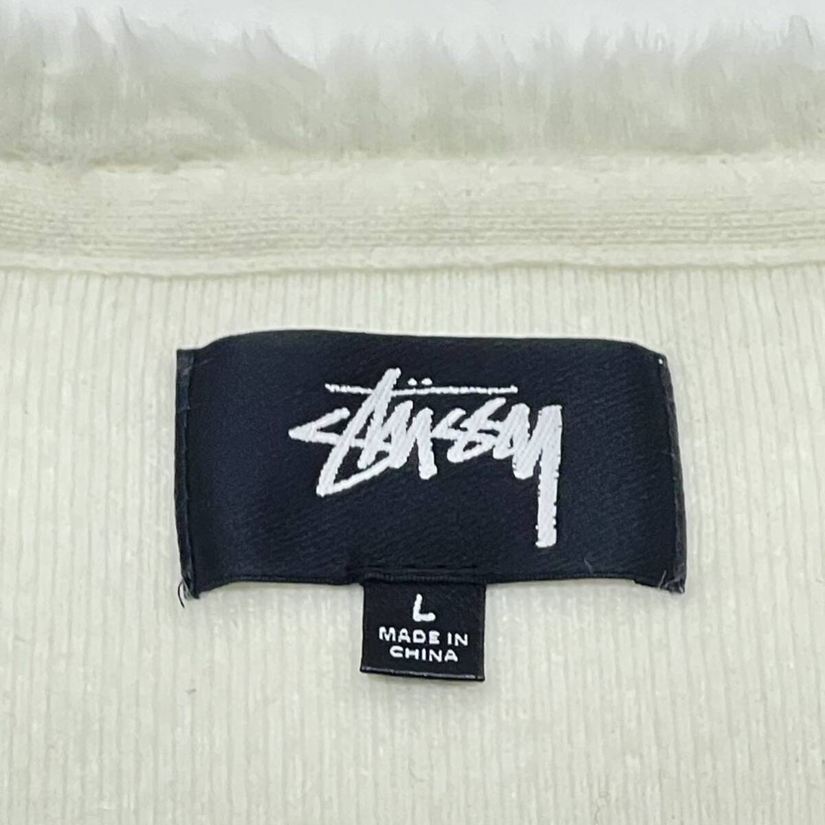 美品 国内正規品 STUSSY ステューシー 22ss 117094 MOHAIR KNIT CARDIGAN ナイロン ニット カーディガン モヘアセーター L ホワイト メンズ_画像9